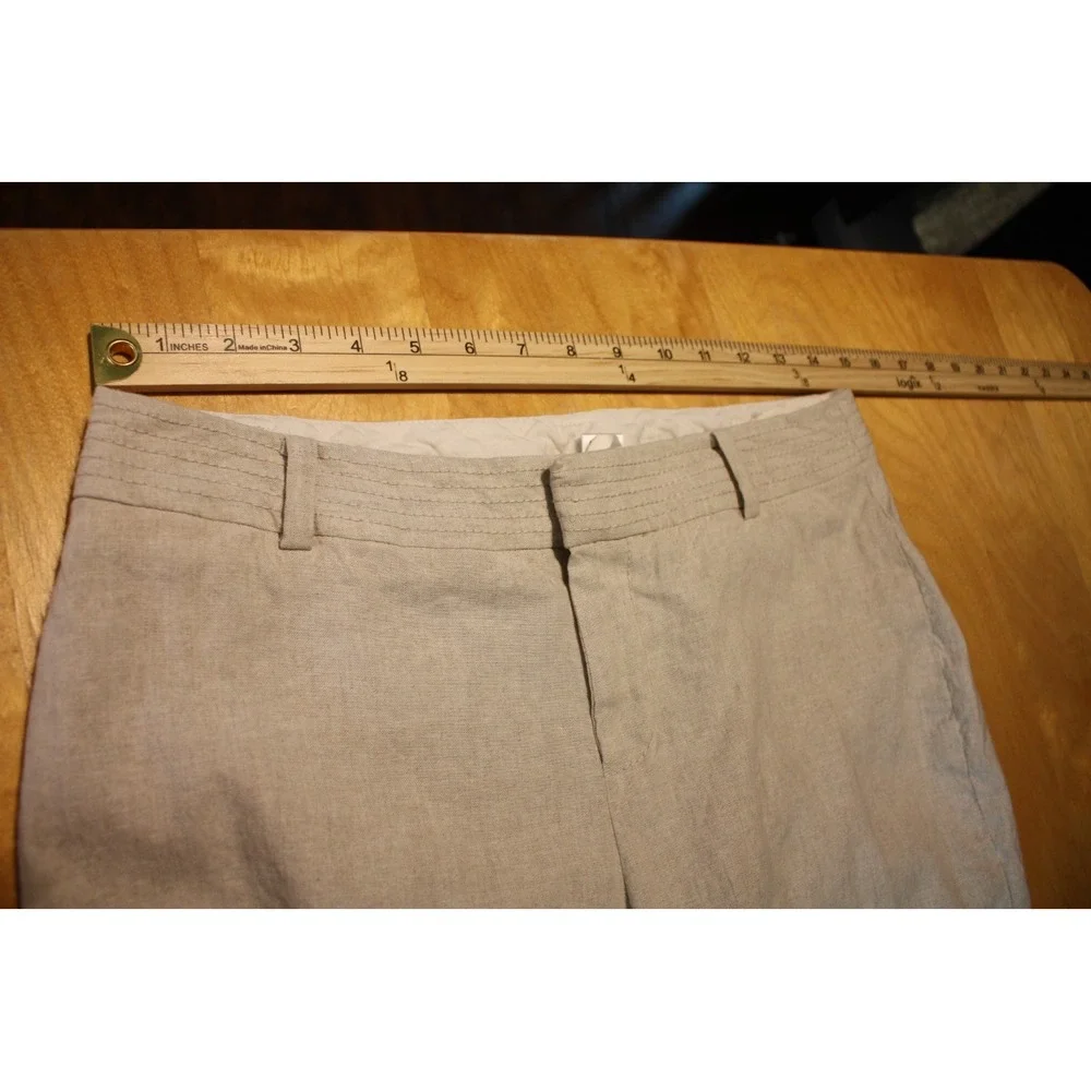 Banana Republic Pants Womens 4 Beige Contour Fit Stretch Linene Blend Beach Vaca